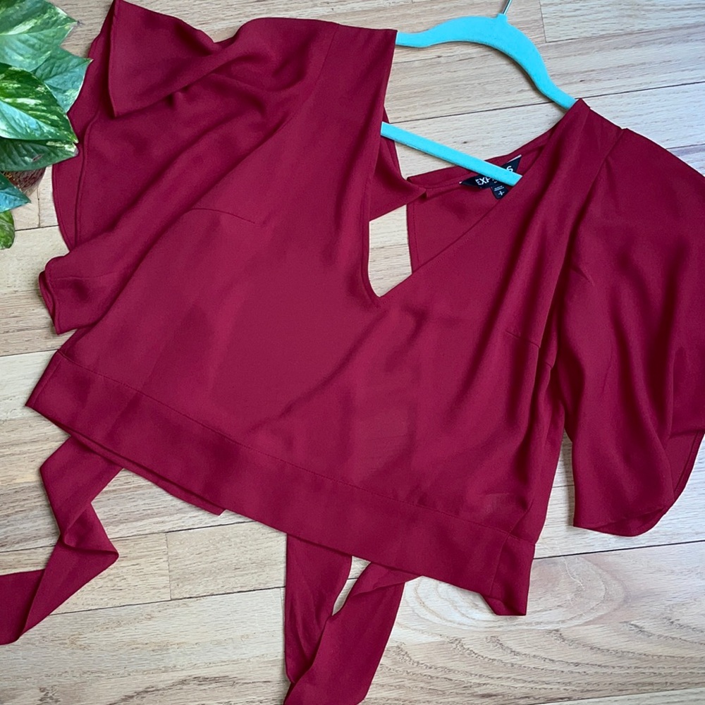 Maroon crop sheer crop top
